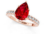 Rose gold Pear Cut Ruby Solitaire Ring with Round  Pavé Band and Four-Prong Setting_45