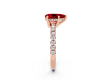 Rose gold Pear Cut Ruby Solitaire Ring with Round  Pavé Band and Four-Prong Setting_46