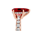 Rose gold Pear Cut Ruby Solitaire Ring with Round  Pavé Band and Four-Prong Setting_49