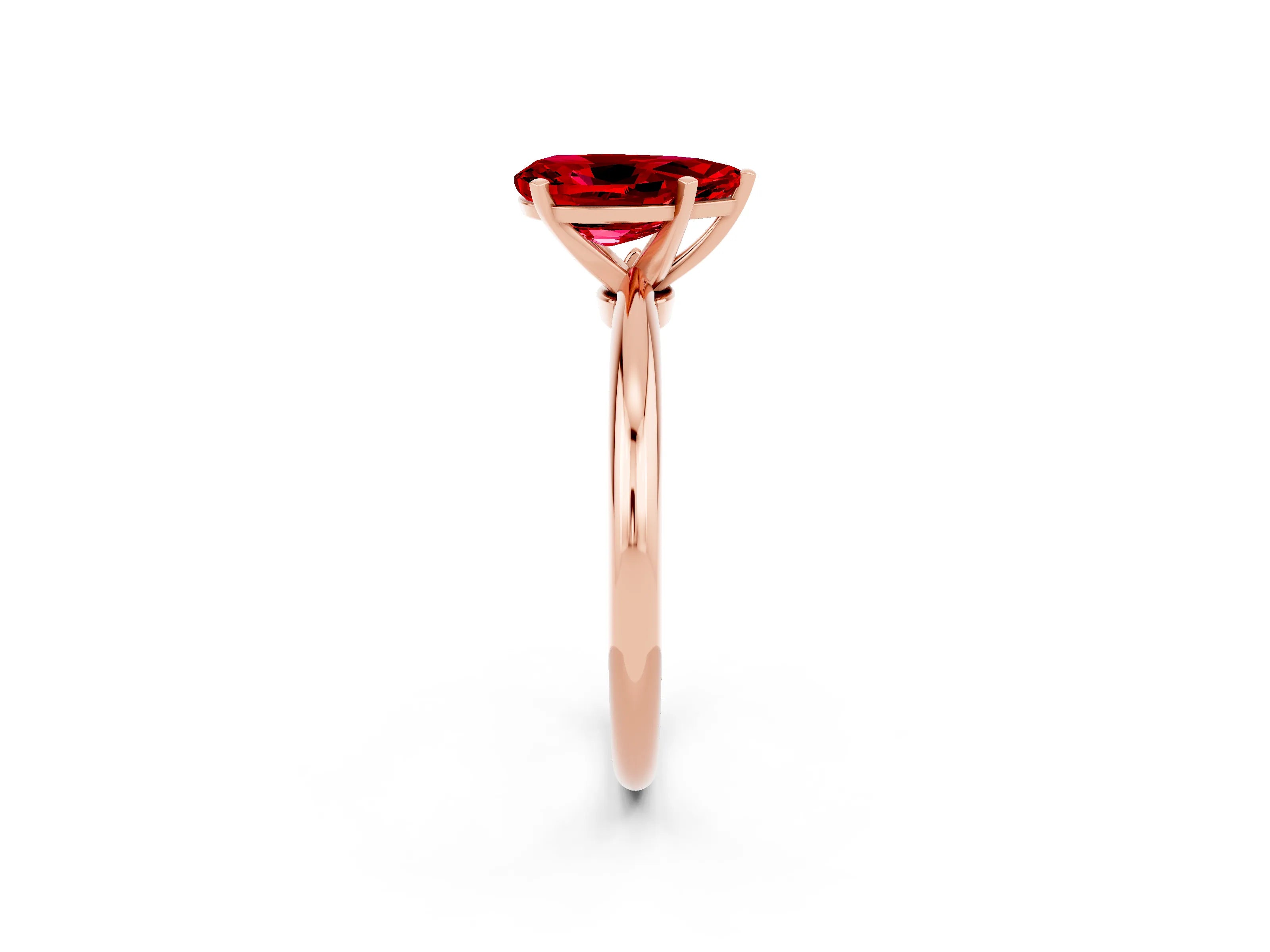 Rose gold Pear Cut Ruby Solitaire Ring with Six-Prong Setting and Classic Band_2