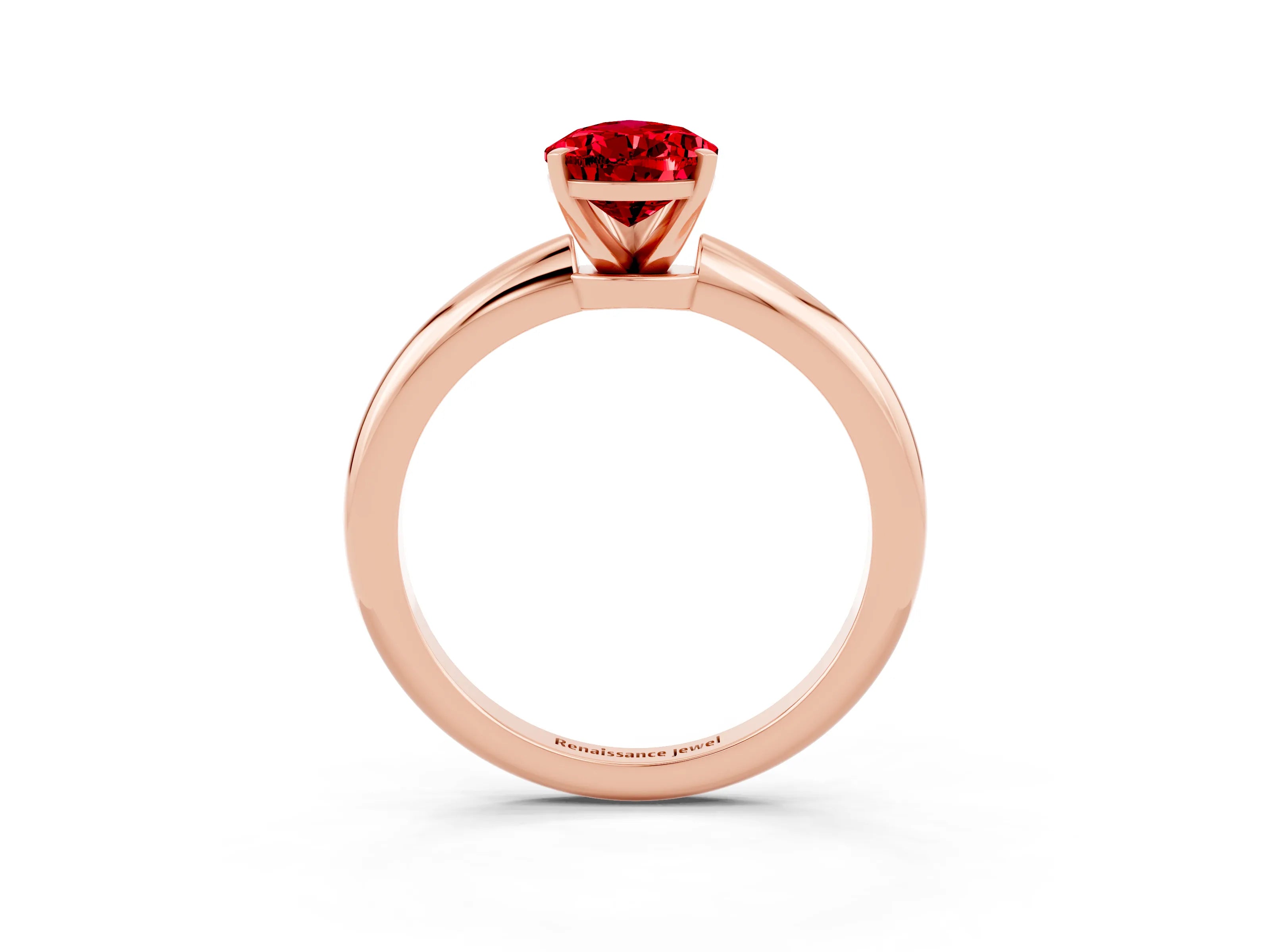 Rose gold Pear Cut Ruby Solitaire Ring with Six-Prong Setting and Classic Band_3