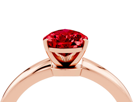 Rose gold Pear Cut Ruby Solitaire Ring with Six-Prong Setting and Classic Band_4