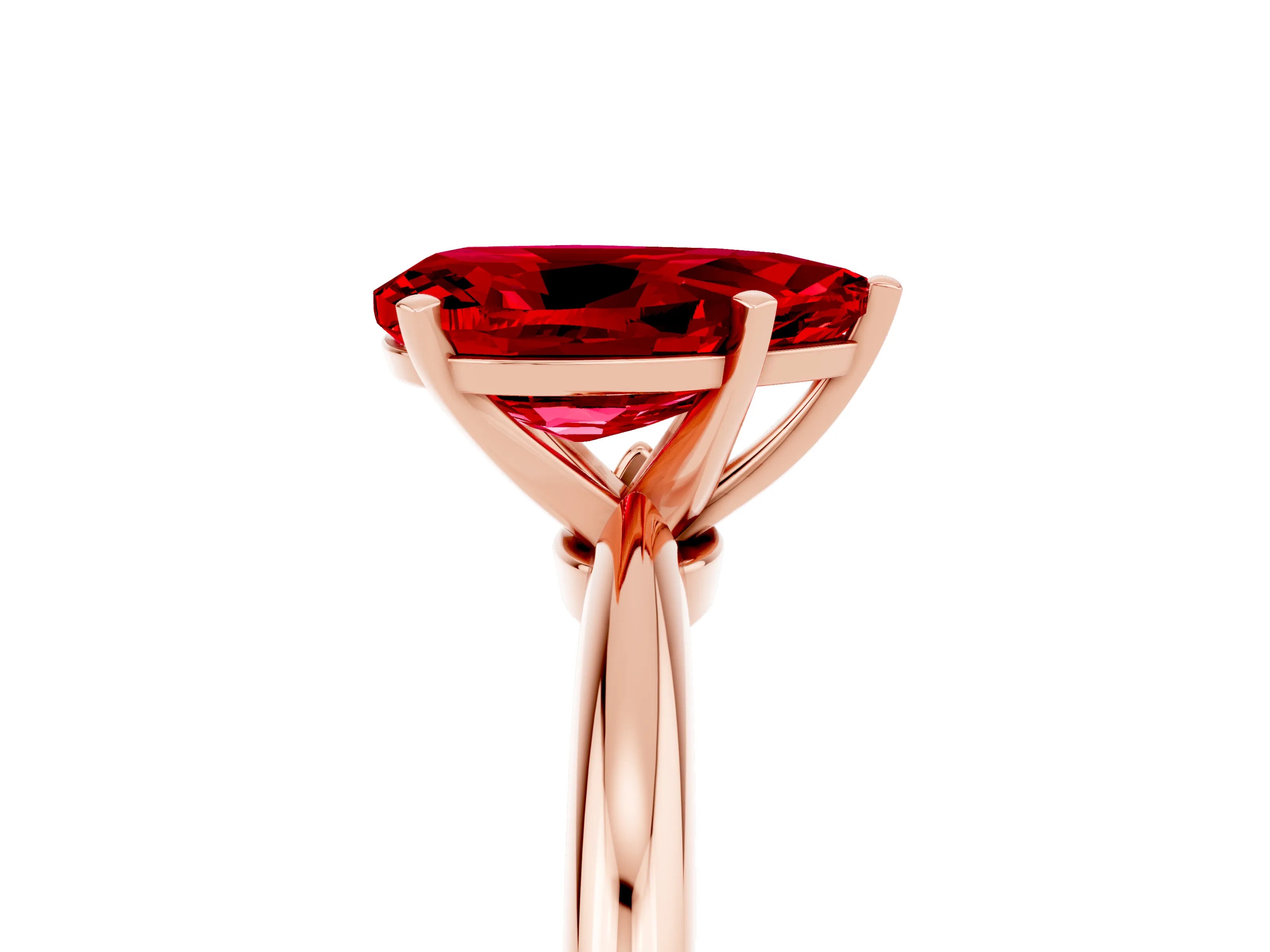 Rose gold Pear Cut Ruby Solitaire Ring with Six-Prong Setting and Classic Band_5