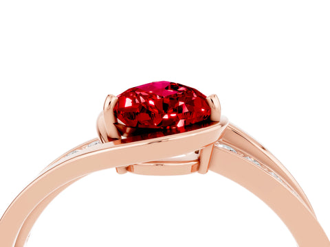 Rose gold Pear Cut Ruby Solitaire Ring with Split Shank and Prong Setting_4