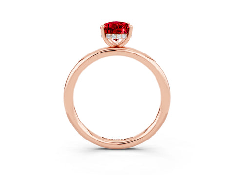 Rose gold Pear Cut Ruby Solitaire Ring with Thin Band and Four-Prong Setting_15
