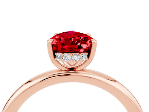 Rose gold Pear Cut Ruby Solitaire Ring with Thin Band and Four-Prong Setting_16