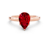 Rose gold Pear Cut Ruby Solitaire Ring with Thin Band and Prong Setting_12
