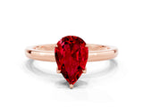 Rose gold Pear Cut Ruby Solitaire Ring with Thin Band and Prong Setting_24