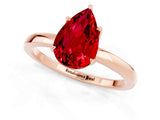 Rose gold Pear Cut Ruby Solitaire Ring with Thin Band and Prong Setting_25