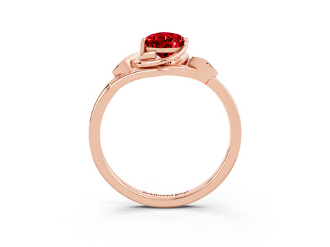 Rose gold Pear Cut Ruby Solitaire Ring with Twist Band and Four-Prong Setting_27