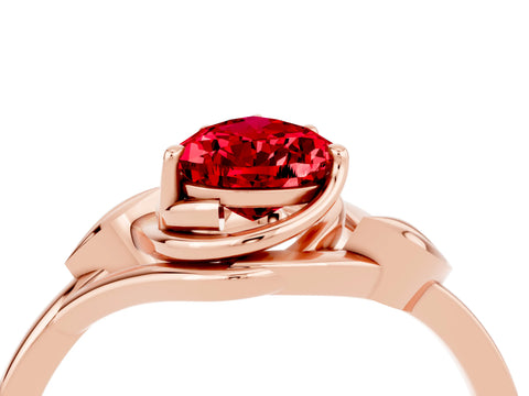 Rose gold Pear Cut Ruby Solitaire Ring with Twist Band and Four-Prong Setting_28