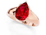 Rose gold Pear Cut Ruby Solitaire Ring with Wide Band and Prong Setting_1