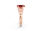 Rose gold Pear Cut Ruby Solitaire Ring with Wide Band and Prong Setting_2