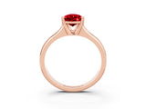 Rose gold Pear Cut Ruby Solitaire Ring with Wide Band and Prong Setting_3