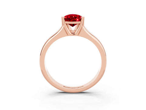 Rose gold Pear Cut Ruby Solitaire Ring with Wide Band and Prong Setting_3