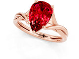 Rose gold Pear Cut Ruby Solitaire Twist Band Prong Setting Ring_37