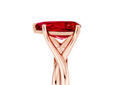 Rose gold Pear Cut Ruby Solitaire Twist Band Prong Setting Ring_41