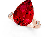 Rose gold Pear Cut Ruby Solitaire Twisted Band with Round  Accents and Prong Setting_25