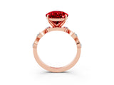 Rose gold Pear Cut Ruby Solitaire Twisted Band with Round  Accents and Prong Setting_27