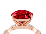 Rose gold Pear Cut Ruby Solitaire Twisted Band with Round  Accents and Prong Setting_28