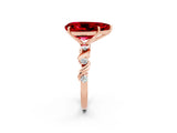 Rose gold Pear Cut Ruby Solitaire Twisted Band with Round  Accents and Prong Setting_38