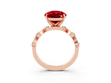 Rose gold Pear Cut Ruby Solitaire Twisted Band with Round  Accents and Prong Setting_39