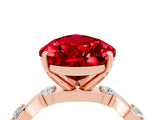 Rose gold Pear Cut Ruby Solitaire Twisted Band with Round  Accents and Prong Setting_40