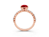 Rose gold Pear Cut Ruby Solitaire with Side Stones, Pave Band, Four-Prong Setting_39