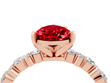 Rose gold Pear Cut Ruby Solitaire with Side Stones, Pave Band, Four-Prong Setting_40