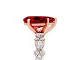 Rose gold Pear Cut Ruby Solitaire with Side Stones, Pave Band, Four-Prong Setting_41