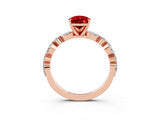Rose gold Pear Cut Ruby Solitaire with Side Stones on a Pavé Band and Four-Prong Setting_3