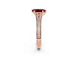 Rose gold Pear Cut Ruby Split Shank Engagement Ring with Pavé Band_2