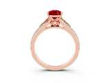 Rose gold Pear Cut Ruby Split Shank Engagement Ring with Pavé Band_3