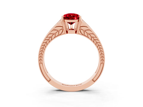 Rose gold Pear Cut Ruby Split Shank Ring with Pavé Band and Four-Prong Setting_3