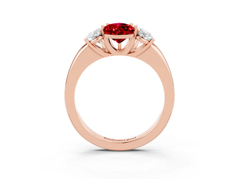 Rose gold Pear Cut Ruby Three-Stone Ring with Four-Prong Setting and Classic Band_3
