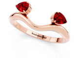 Rose gold Pear Cut Ruby Two-Stone Open Band Ring with Prong Setting_7