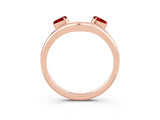 Rose gold Pear Cut Ruby Two-Stone Open Band Ring with Prong Setting_9