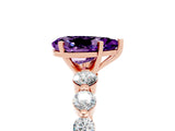 Rose gold Pear Cut Solitaire Amethyst Ring with Pave Band and Four-Prong Setting_5