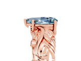Rose gold Pear Cut Solitaire Aquamarine Leaf-Inspired Vine Band Ring with Prong Setting_5