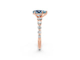 Rose gold Pear Cut Solitaire Aquamarine Ring with Pave Band and Four-Prong Setting_2