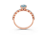 Rose gold Pear Cut Solitaire Aquamarine Ring with Pave Band and Four-Prong Setting_3