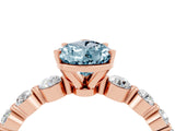 Rose gold Pear Cut Solitaire Aquamarine Ring with Pave Band and Four-Prong Setting_4