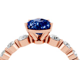 Rose gold Pear Cut Solitaire Blue Sapphire Ring with Pave Band and Four-Prong Setting_4
