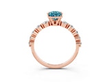 Rose gold Pear Cut Solitaire Blue Topaz Ring with Pave Band and Four-Prong Setting_3