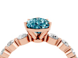Rose gold Pear Cut Solitaire Blue Topaz Ring with Pave Band and Four-Prong Setting_4