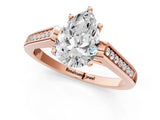 Rose gold Pear Cut Solitaire Cathedral Diamond Engagement Ring with Channel-Set Band and Four-Prong Setting_4