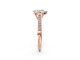 Rose gold Pear Cut Solitaire Cathedral Diamond Engagement Ring with Channel-Set Band and Four-Prong Setting_5