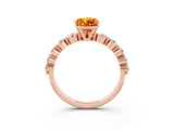 Rose gold Pear Cut Solitaire Citrine Ring with Pave Band and Four-Prong Setting_3