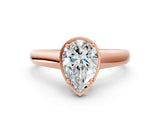 Rose gold Pear Cut Solitaire Diamond Engagement Ring with Four-Prong Setting and Tapered Band_3