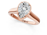 Rose gold Pear Cut Solitaire Diamond Engagement Ring with Four-Prong Setting and Tapered Band_4